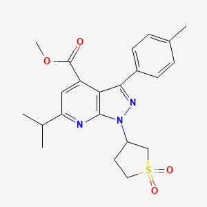 molecular formula C22H25N3O4S B2967939 methyl 1-(1,1-dioxidotetrahydrothiophen-3-yl)-6-isopropyl-3-(p-tolyl)-1H-pyrazolo[3,4-b]pyridine-4-carboxylate CAS No. 1040637-21-5