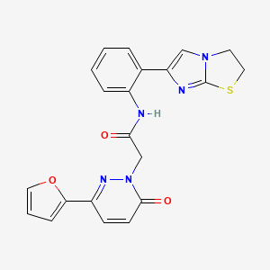 molecular formula C21H17N5O3S B2967951 N-(2-(2,3-dihydroimidazo[2,1-b]thiazol-6-yl)phenyl)-2-(3-(furan-2-yl)-6-oxopyridazin-1(6H)-yl)acetamide CAS No. 2034487-29-9