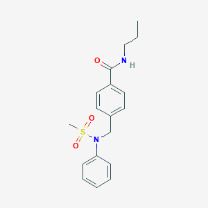 molecular formula C18H22N2O3S B296796 4-{[(methylsulfonyl)anilino]methyl}-N-propylbenzamide 