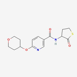 molecular formula C15H18N2O4S B2967975 N-(2-oxotetrahydrothiophen-3-yl)-6-((tetrahydro-2H-pyran-4-yl)oxy)nicotinamide CAS No. 1903012-23-6