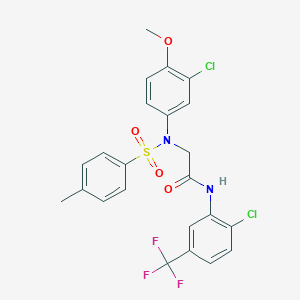 molecular formula C23H19Cl2F3N2O4S B296798 2-{3-chloro-4-methoxy[(4-methylphenyl)sulfonyl]anilino}-N-[2-chloro-5-(trifluoromethyl)phenyl]acetamide 