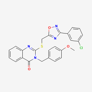 molecular formula C25H19ClN4O3S B2967989 2-(((3-(3-chlorophenyl)-1,2,4-oxadiazol-5-yl)methyl)thio)-3-(4-methoxybenzyl)quinazolin-4(3H)-one CAS No. 2034598-85-9