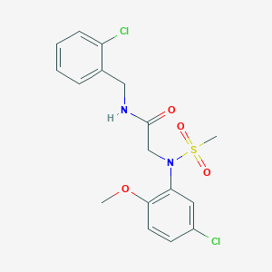 molecular formula C17H18Cl2N2O4S B296799 N-(2-chlorobenzyl)-2-[5-chloro-2-methoxy(methylsulfonyl)anilino]acetamide 