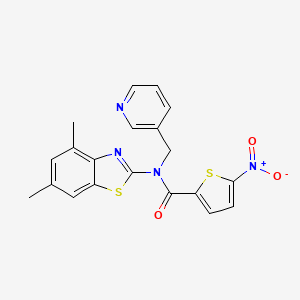 molecular formula C20H16N4O3S2 B2967998 N-(4,6-dimethylbenzo[d]thiazol-2-yl)-5-nitro-N-(pyridin-3-ylmethyl)thiophene-2-carboxamide CAS No. 895420-03-8