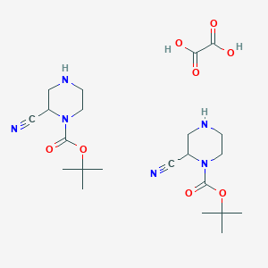 molecular formula C22H36N6O8 B2968010 Tert-butyl 2-cyanopiperazine-1-carboxylate hemioxalate CAS No. 1523617-98-2