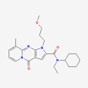 molecular formula C24H32N4O3 B2968011 N-cyclohexyl-N-ethyl-1-(3-methoxypropyl)-9-methyl-4-oxo-1,4-dihydropyrido[1,2-a]pyrrolo[2,3-d]pyrimidine-2-carboxamide CAS No. 900895-21-8