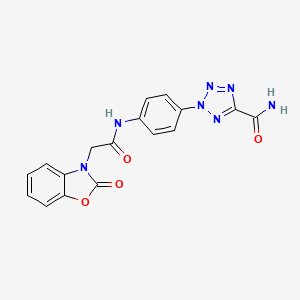 2-(4-(2-(2-oxobenzo[d]oxazol-3(2H)-yl)acetamido)phenyl)-2H-tetrazole-5-carboxamide