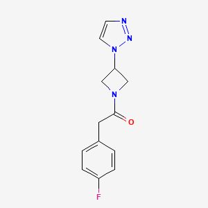 molecular formula C13H13FN4O B2968019 1-(3-(1H-1,2,3-triazol-1-yl)azetidin-1-yl)-2-(4-fluorophenyl)ethanone CAS No. 2034429-88-2