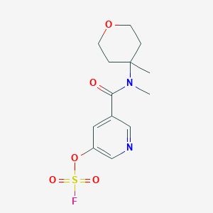 molecular formula C13H17FN2O5S B2968023 3-Fluorosulfonyloxy-5-[methyl-(4-methyloxan-4-yl)carbamoyl]pyridine CAS No. 2418691-64-0