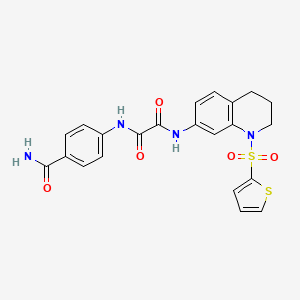N1-(4-carbamoylphenyl)-N2-(1-(thiophen-2-ylsulfonyl)-1,2,3,4-tetrahydroquinolin-7-yl)oxalamide