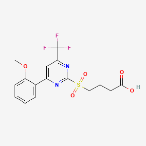 molecular formula C16H15F3N2O5S B2968033 4-{[4-(2-Methoxyphenyl)-6-(trifluoromethyl)pyrimidin-2-yl]sulfonyl}butanoic acid CAS No. 443105-09-7