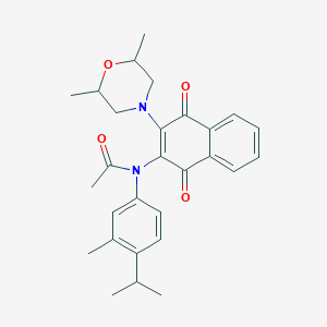 molecular formula C28H32N2O4 B2968041 N-[3-(2,6-dimethylmorpholino)-1,4-dioxo-1,4-dihydro-2-naphthalenyl]-N-(4-isopropyl-3-methylphenyl)acetamide CAS No. 866153-70-0