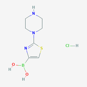 molecular formula C7H13BClN3O2S B2968059 2-(Piperazin-1-yl)thiazole-4-boronic acid-HCl CAS No. 2096331-28-9