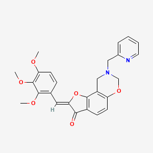 molecular formula C26H24N2O6 B2968060 (Z)-8-(pyridin-2-ylmethyl)-2-(2,3,4-trimethoxybenzylidene)-8,9-dihydro-2H-benzofuro[7,6-e][1,3]oxazin-3(7H)-one CAS No. 929856-77-9