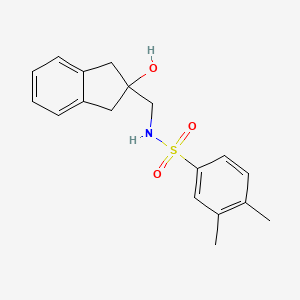 molecular formula C18H21NO3S B2968068 N-((2-hydroxy-2,3-dihydro-1H-inden-2-yl)methyl)-3,4-dimethylbenzenesulfonamide CAS No. 2034408-29-0