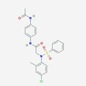 molecular formula C23H22ClN3O4S B296807 N-[4-(acetylamino)phenyl]-2-[4-chloro-2-methyl(phenylsulfonyl)anilino]acetamide 