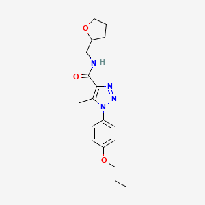 molecular formula C18H24N4O3 B2968072 5-methyl-1-(4-propoxyphenyl)-N-(tetrahydrofuran-2-ylmethyl)-1H-1,2,3-triazole-4-carboxamide CAS No. 950254-66-7