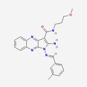 (E)-2-amino-N-(3-methoxypropyl)-1-((3-methylbenzylidene)amino)-1H-pyrrolo[2,3-b]quinoxaline-3-carboxamide