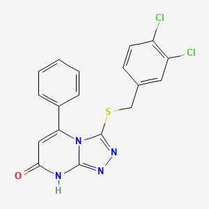 molecular formula C18H12Cl2N4OS B2968079 3-((3,4-dichlorobenzyl)thio)-5-phenyl-[1,2,4]triazolo[4,3-a]pyrimidin-7(8H)-one CAS No. 897616-12-5