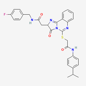 N-[(4-fluorophenyl)methyl]-2-[3-oxo-5-[2-oxo-2-(4-propan-2-ylanilino)ethyl]sulfanyl-2H-imidazo[1,2-c]quinazolin-2-yl]acetamide