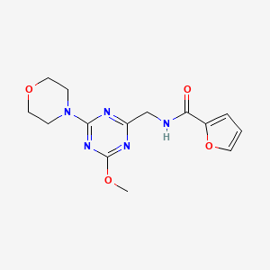 molecular formula C14H17N5O4 B2968095 N-((4-methoxy-6-morpholino-1,3,5-triazin-2-yl)methyl)furan-2-carboxamide CAS No. 2034578-51-1