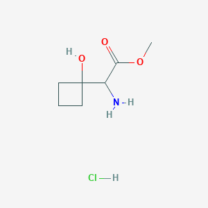molecular formula C7H14ClNO3 B2968097 Methyl 2-amino-2-(1-hydroxycyclobutyl)acetate;hydrochloride CAS No. 2375258-87-8