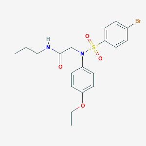 molecular formula C19H23BrN2O4S B296810 2-{[(4-bromophenyl)sulfonyl]-4-ethoxyanilino}-N-propylacetamide 