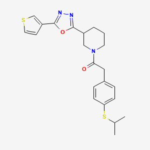 molecular formula C22H25N3O2S2 B2968104 2-(4-(Isopropylthio)phenyl)-1-(3-(5-(thiophen-3-yl)-1,3,4-oxadiazol-2-yl)piperidin-1-yl)ethanone CAS No. 1797579-54-4