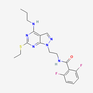 molecular formula C19H22F2N6OS B2968118 N-(2-(6-(ethylthio)-4-(propylamino)-1H-pyrazolo[3,4-d]pyrimidin-1-yl)ethyl)-2,6-difluorobenzamide CAS No. 946364-74-5