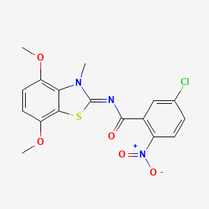 5-chloro-N-(4,7-dimethoxy-3-methyl-1,3-benzothiazol-2-ylidene)-2-nitrobenzamide