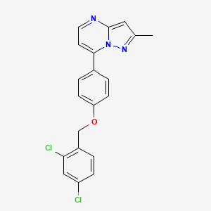 molecular formula C20H15Cl2N3O B2968142 7-{4-[(2,4-二氯苯甲基)氧基]苯基}-2-甲基吡唑并[1,5-a]嘧啶 CAS No. 477889-42-2
