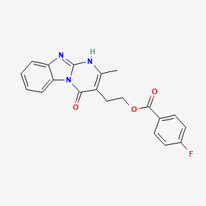 2-(2-Methyl-4-oxo-1,4-dihydropyrimido[1,2-a][1,3]benzimidazol-3-yl)ethyl 4-fluorobenzenecarboxylate