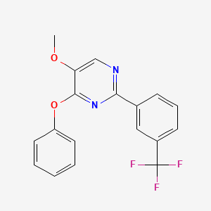 molecular formula C18H13F3N2O2 B2968153 5-Methoxy-4-phenoxy-2-[3-(trifluoromethyl)phenyl]pyrimidine CAS No. 478030-31-8