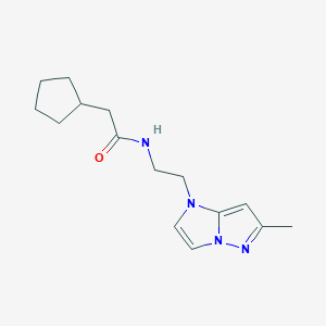 molecular formula C15H22N4O B2968155 2-cyclopentyl-N-(2-(6-methyl-1H-imidazo[1,2-b]pyrazol-1-yl)ethyl)acetamide CAS No. 2034587-43-2