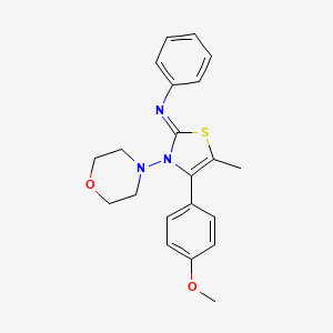 molecular formula C21H23N3O2S B2968157 （Z）-N-(4-(4-甲氧基苯基)-5-甲基-3-吗啉噻唑-2(3H)-亚烷基)苯胺 CAS No. 540499-97-6