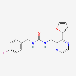 molecular formula C17H15FN4O2 B2968158 1-(4-氟苄基)-3-((3-(呋喃-2-基)吡嗪-2-基)甲基)脲 CAS No. 2034533-54-3