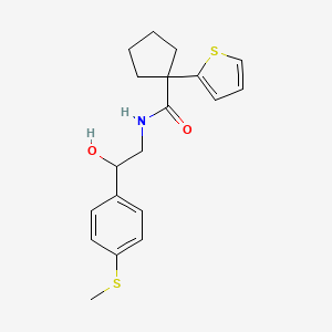 molecular formula C19H23NO2S2 B2968159 N-(2-hydroxy-2-(4-(methylthio)phenyl)ethyl)-1-(thiophen-2-yl)cyclopentanecarboxamide CAS No. 1448047-60-6