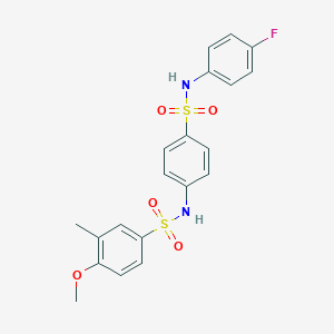 molecular formula C20H19FN2O5S2 B296816 N-{4-[(4-fluoroanilino)sulfonyl]phenyl}-4-methoxy-3-methylbenzenesulfonamide 