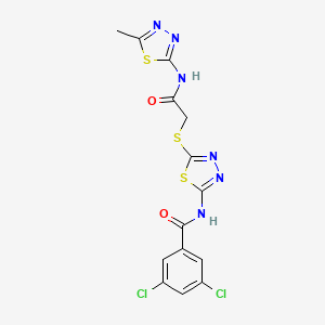 3,5-dichloro-N-(5-((2-((5-methyl-1,3,4-thiadiazol-2-yl)amino)-2-oxoethyl)thio)-1,3,4-thiadiazol-2-yl)benzamide