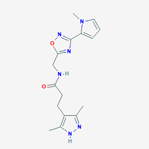3-(3,5-dimethyl-1H-pyrazol-4-yl)-N-((3-(1-methyl-1H-pyrrol-2-yl)-1,2,4-oxadiazol-5-yl)methyl)propanamide