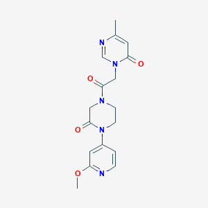 molecular formula C17H19N5O4 B2968167 3-[2-[4-(2-Methoxypyridin-4-yl)-3-oxopiperazin-1-yl]-2-oxoethyl]-6-methylpyrimidin-4-one CAS No. 2380145-19-5