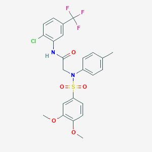 molecular formula C24H22ClF3N2O5S B296818 N-[2-chloro-5-(trifluoromethyl)phenyl]-2-{[(3,4-dimethoxyphenyl)sulfonyl]-4-methylanilino}acetamide 