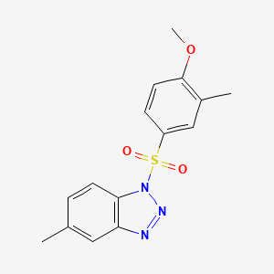 molecular formula C15H15N3O3S B2968183 1-(4-methoxy-3-methylbenzenesulfonyl)-5-methyl-1H-1,2,3-benzotriazole CAS No. 2380059-34-5