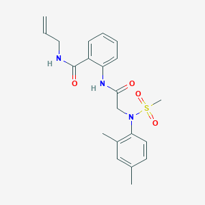 molecular formula C21H25N3O4S B296819 N-allyl-2-({[2,4-dimethyl(methylsulfonyl)anilino]acetyl}amino)benzamide 