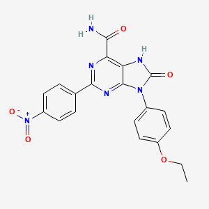 molecular formula C20H16N6O5 B2968198 9-(4-ethoxyphenyl)-2-(4-nitrophenyl)-8-oxo-8,9-dihydro-7H-purine-6-carboxamide CAS No. 898442-46-1