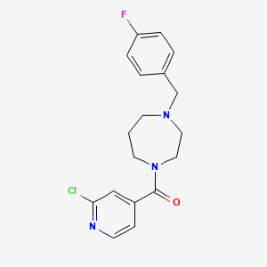 molecular formula C18H19ClFN3O B2968199 (2-Chloropyridin-4-yl)-[4-[(4-fluorophenyl)methyl]-1,4-diazepan-1-yl]methanone CAS No. 1118863-21-0