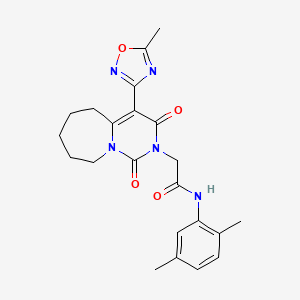 molecular formula C22H25N5O4 B2968204 N-(2,5-dimethylphenyl)-2-[4-(5-methyl-1,2,4-oxadiazol-3-yl)-1,3-dioxo-3,5,6,7,8,9-hexahydropyrimido[1,6-a]azepin-2(1H)-yl]acetamide CAS No. 1775346-68-3