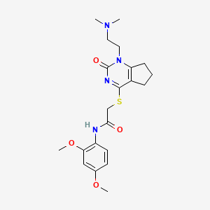 molecular formula C21H28N4O4S B2968209 N-(2,4-二甲氧基苯基)-2-((1-(2-(二甲氨基)乙基)-2-氧代-2,5,6,7-四氢-1H-环戊[d]嘧啶-4-基)硫代)乙酰胺 CAS No. 898451-47-3