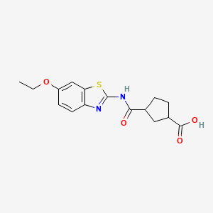 molecular formula C16H18N2O4S B2968216 3-((6-Ethoxybenzo[d]thiazol-2-yl)carbamoyl)cyclopentanecarboxylic acid CAS No. 2034509-61-8