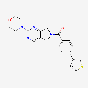 molecular formula C21H20N4O2S B2968217 (2-morpholino-5H-pyrrolo[3,4-d]pyrimidin-6(7H)-yl)(4-(thiophen-3-yl)phenyl)methanone CAS No. 2034223-97-5
